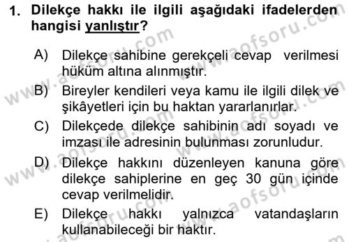 İdari Yargı Dersi 2018 - 2019 Yılı (Vize) Ara Sınav Soruları 1. Soru