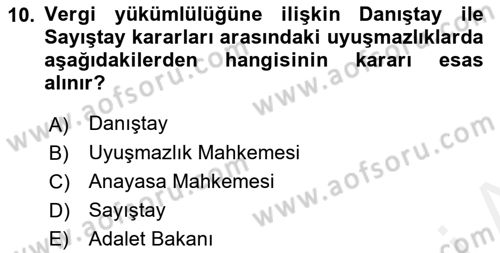 İdari Yargı Dersi 2018 - 2019 Yılı (Vize) Ara Sınav Soruları 10. Soru