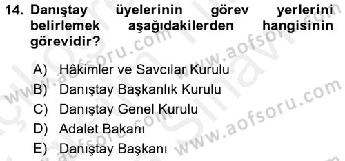 İdari Yargı Dersi 2018 - 2019 Yılı (Vize) Ara Sınav Soruları 14. Soru