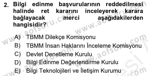 İdari Yargı Dersi 2018 - 2019 Yılı (Vize) Ara Sınav Soruları 2. Soru
