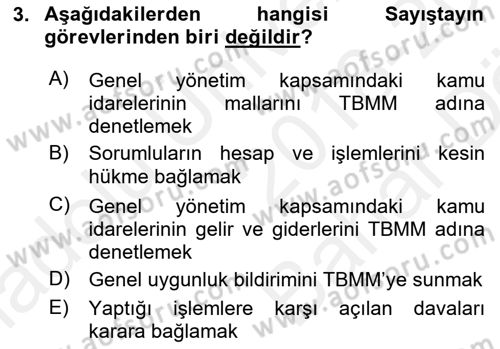 İdari Yargı Dersi 2018 - 2019 Yılı (Vize) Ara Sınav Soruları 3. Soru