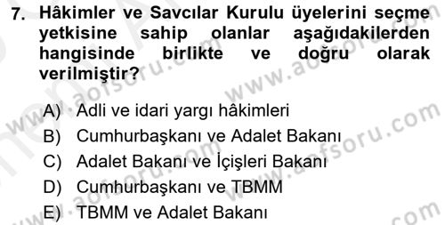 İdari Yargı Dersi 2018 - 2019 Yılı (Vize) Ara Sınav Soruları 7. Soru