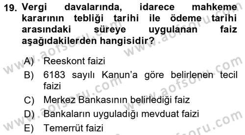 İdari Yargı Dersi 2018 - 2019 Yılı (Final) Dönem Sonu Sınav Soruları 19. Soru