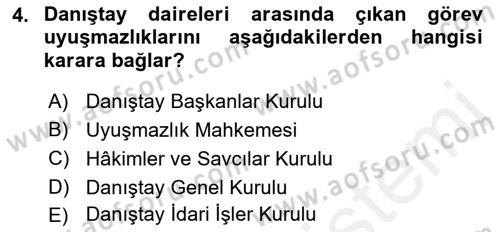 İdari Yargı Dersi 2018 - 2019 Yılı (Final) Dönem Sonu Sınav Soruları 4. Soru