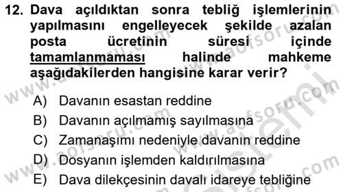 İdari Yargı Dersi 2020 - 2021 Yılı Yaz Okulu Sınav Soruları 12. Soru