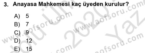 İdari Yargı Dersi 2020 - 2021 Yılı Yaz Okulu Sınav Soruları 3. Soru