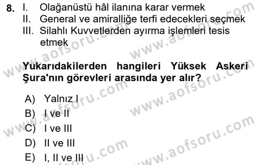 İdari Yargı Dersi 2020 - 2021 Yılı Yaz Okulu Sınav Soruları 8. Soru