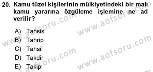 İdari Yargı Dersi 2021 - 2022 Yılı Yaz Okulu Sınavı 20. Soru