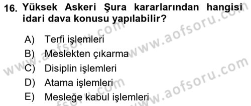 İdari Yargı Dersi 2023 - 2024 Yılı (Vize) Ara Sınav Soruları 16. Soru