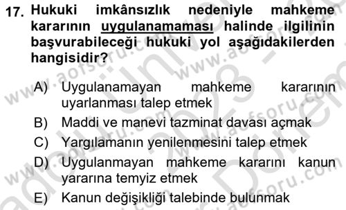 İdari Yargı Dersi 2023 - 2024 Yılı (Final) Dönem Sonu Sınav Soruları 17. Soru