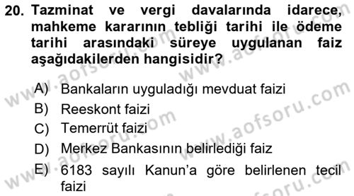 İdari Yargı Dersi 2023 - 2024 Yılı (Final) Dönem Sonu Sınav Soruları 20. Soru