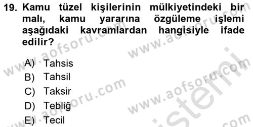 İdari Yargı Dersi 2023 - 2024 Yılı Yaz Okulu Sınav Soruları 19. Soru