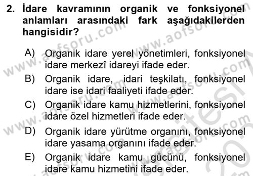 İdari Yargı Dersi 2025 - 2026 Yılı (Vize) Ara Sınav Soruları 2. Soru