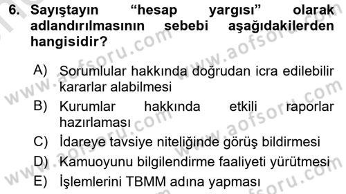 İdari Yargı Dersi 2025 - 2026 Yılı (Vize) Ara Sınav Soruları 6. Soru