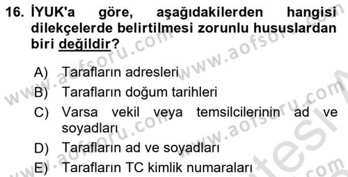 İdari Yargı Dersi 2025 - 2026 Yılı (Final) Dönem Sonu Sınav Soruları 16. Soru