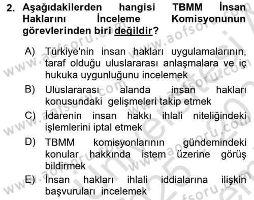 İdari Yargı Dersi 2025 - 2026 Yılı (Final) Dönem Sonu Sınav Soruları 2. Soru