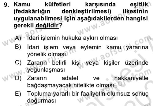 İdari Yargı Dersi 2025 - 2026 Yılı (Final) Dönem Sonu Sınav Soruları 9. Soru