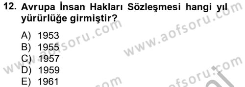 İnsan Hakları Ve Kamu Özgürlükleri Dersi 2012 - 2013 Yılı (Final) Dönem Sonu Sınav Soruları 12. Soru