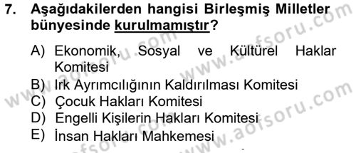 İnsan Hakları Ve Kamu Özgürlükleri Dersi 2012 - 2013 Yılı (Final) Dönem Sonu Sınav Soruları 7. Soru