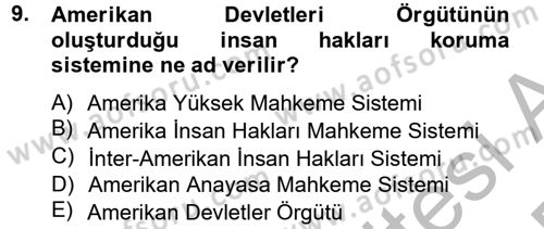 İnsan Hakları Ve Kamu Özgürlükleri Dersi 2012 - 2013 Yılı (Final) Dönem Sonu Sınav Soruları 9. Soru