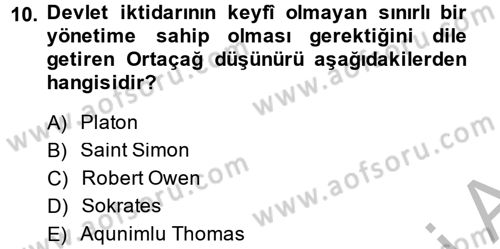İnsan Hakları Ve Kamu Özgürlükleri Dersi 2013 - 2014 Yılı (Vize) Ara Sınav Soruları 10. Soru
