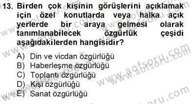 İnsan Hakları Ve Kamu Özgürlükleri Dersi 2013 - 2014 Yılı Tek Ders Sınav Soruları 13. Soru