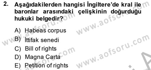 İnsan Hakları Ve Kamu Özgürlükleri Dersi 2014 - 2015 Yılı (Vize) Ara Sınav Soruları 2. Soru