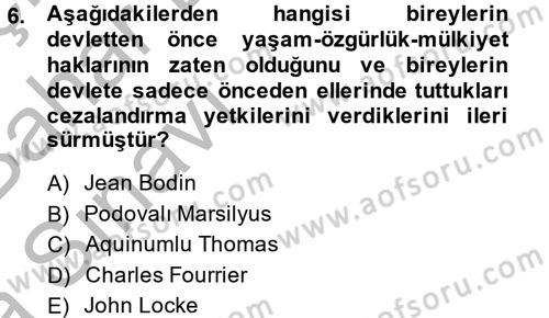 İnsan Hakları Ve Kamu Özgürlükleri Dersi 2014 - 2015 Yılı (Vize) Ara Sınav Soruları 6. Soru