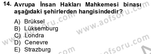 İnsan Hakları Ve Kamu Özgürlükleri Dersi 2014 - 2015 Yılı (Final) Dönem Sonu Sınav Soruları 14. Soru