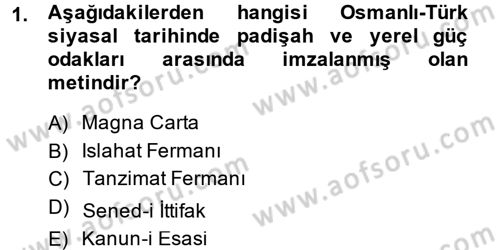 İnsan Hakları Ve Kamu Özgürlükleri Dersi 2014 - 2015 Yılı Tek Ders Sınavı 1. Soru