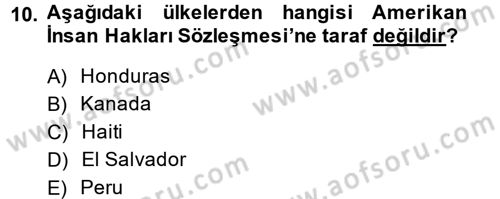 İnsan Hakları Ve Kamu Özgürlükleri Dersi 2014 - 2015 Yılı Tek Ders Sınav Soruları 10. Soru