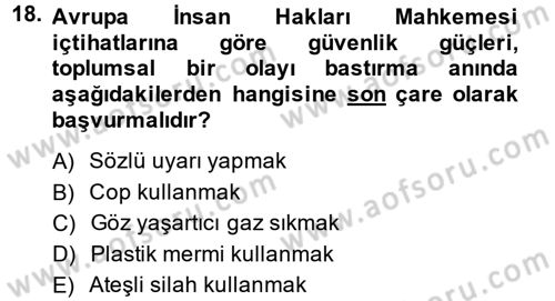 İnsan Hakları Ve Kamu Özgürlükleri Dersi 2014 - 2015 Yılı Tek Ders Sınav Soruları 18. Soru