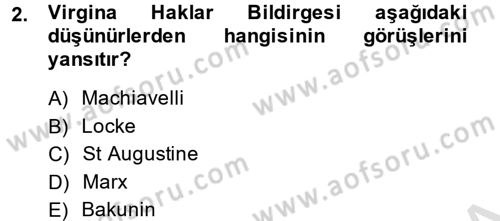 İnsan Hakları Ve Kamu Özgürlükleri Dersi 2014 - 2015 Yılı Tek Ders Sınav Soruları 2. Soru