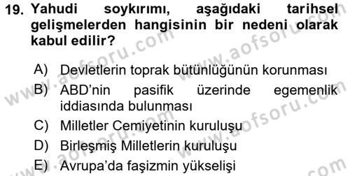 İnsan Hakları Ve Kamu Özgürlükleri Dersi 2015 - 2016 Yılı (Vize) Ara Sınav Soruları 19. Soru
