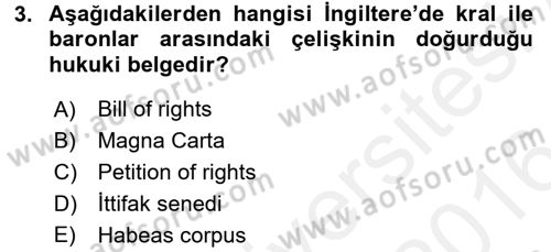 İnsan Hakları Ve Kamu Özgürlükleri Dersi 2015 - 2016 Yılı (Vize) Ara Sınav Soruları 3. Soru