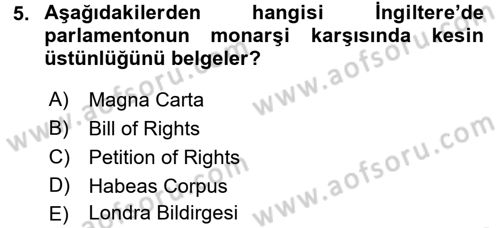 İnsan Hakları Ve Kamu Özgürlükleri Dersi 2015 - 2016 Yılı (Vize) Ara Sınav Soruları 5. Soru