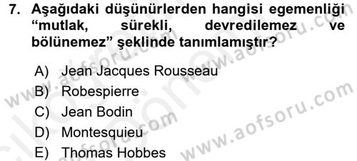 İnsan Hakları Ve Kamu Özgürlükleri Dersi 2015 - 2016 Yılı (Vize) Ara Sınav Soruları 7. Soru