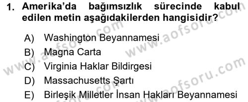 İnsan Hakları Ve Kamu Özgürlükleri Dersi 2015 - 2016 Yılı (Final) Dönem Sonu Sınav Soruları 1. Soru