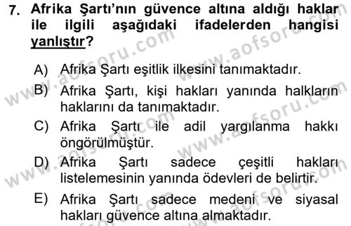 İnsan Hakları Ve Kamu Özgürlükleri Dersi 2015 - 2016 Yılı (Final) Dönem Sonu Sınav Soruları 7. Soru