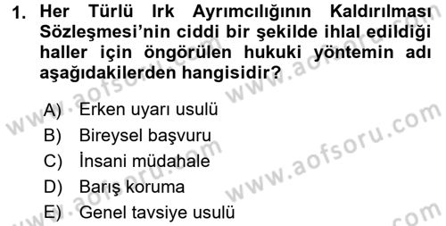 İnsan Hakları Ve Kamu Özgürlükleri Dersi 2015 - 2016 Yılı Tek Ders Sınavı 1. Soru