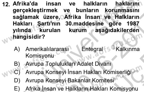 İnsan Hakları Ve Kamu Özgürlükleri Dersi 2016 - 2017 Yılı 3 Ders Sınav Soruları 12. Soru