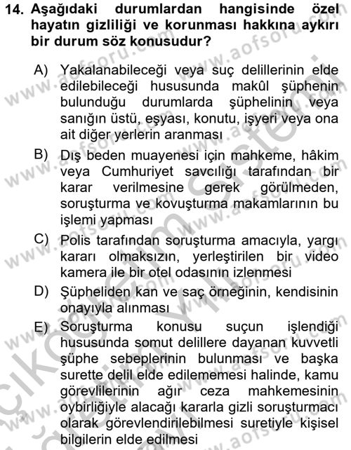 İnsan Hakları Ve Kamu Özgürlükleri Dersi 2016 - 2017 Yılı 3 Ders Sınav Soruları 14. Soru