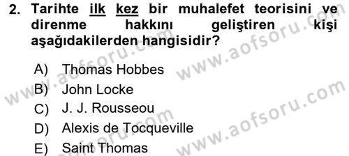 İnsan Hakları Ve Kamu Özgürlükleri Dersi 2016 - 2017 Yılı 3 Ders Sınav Soruları 2. Soru