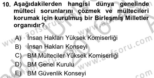 İnsan Hakları Ve Kamu Özgürlükleri Dersi 2016 - 2017 Yılı (Vize) Ara Sınav Soruları 10. Soru