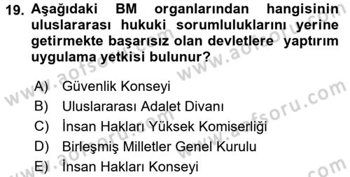İnsan Hakları Ve Kamu Özgürlükleri Dersi 2016 - 2017 Yılı (Vize) Ara Sınav Soruları 19. Soru