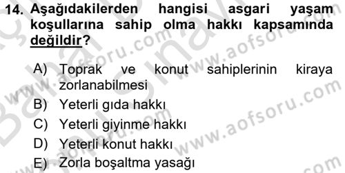 İnsan Hakları Ve Kamu Özgürlükleri Dersi 2016 - 2017 Yılı (Final) Dönem Sonu Sınav Soruları 14. Soru