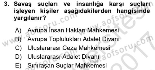 İnsan Hakları Ve Kamu Özgürlükleri Dersi 2016 - 2017 Yılı (Final) Dönem Sonu Sınav Soruları 3. Soru