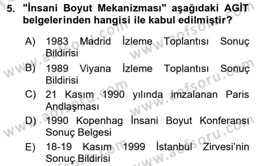 İnsan Hakları Ve Kamu Özgürlükleri Dersi 2016 - 2017 Yılı (Final) Dönem Sonu Sınav Soruları 5. Soru