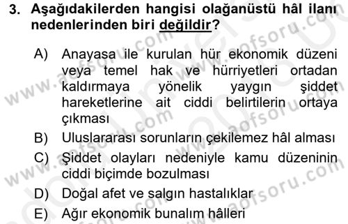 İnsan Hakları Ve Kamu Özgürlükleri Dersi 2017 - 2018 Yılı 3 Ders Sınav Soruları 3. Soru