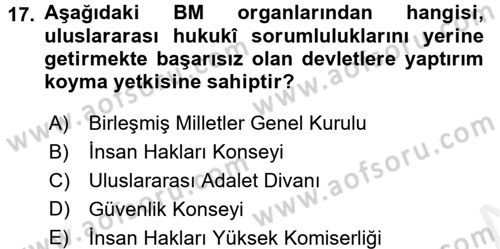 İnsan Hakları Ve Kamu Özgürlükleri Dersi 2017 - 2018 Yılı (Vize) Ara Sınav Soruları 17. Soru